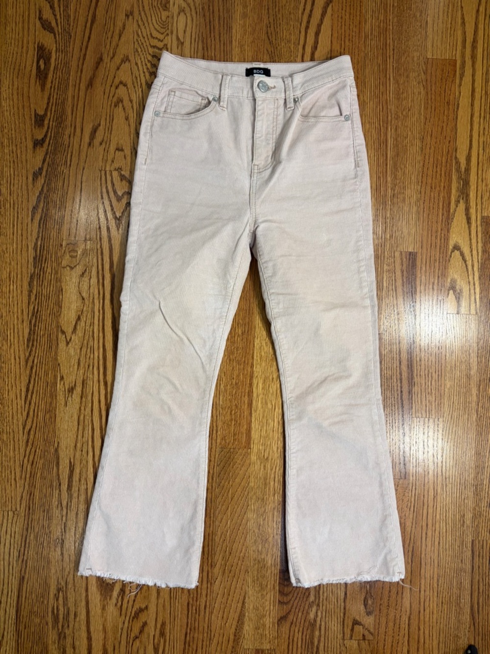BDG Pale Pink Corduroy Raw Hem Wide-Leg Pants (26)